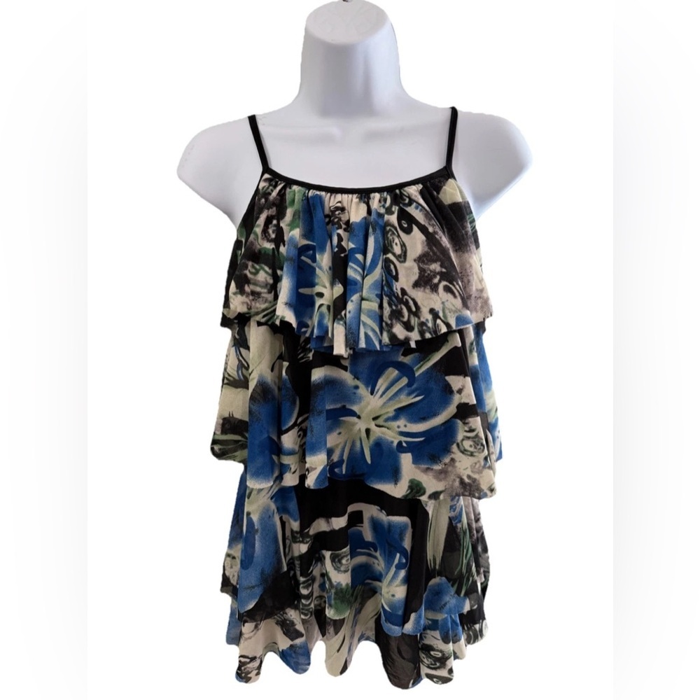 Candy Couture Floral Top with Blue and Black